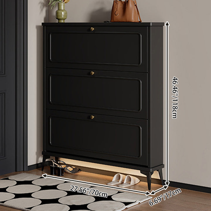 Contemporary Retro MDF Eco-Friendly Engineered Wood Rectangular Shoe Storage 3-Tier For Entryway