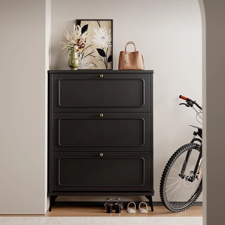 Contemporary Retro MDF Eco-Friendly Engineered Wood Rectangular Shoe Storage 3-Tier For Entryway
