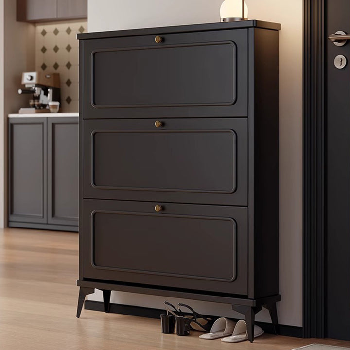 Contemporary Retro MDF Eco-Friendly Engineered Wood Rectangular Shoe Storage 3-Tier For Entryway