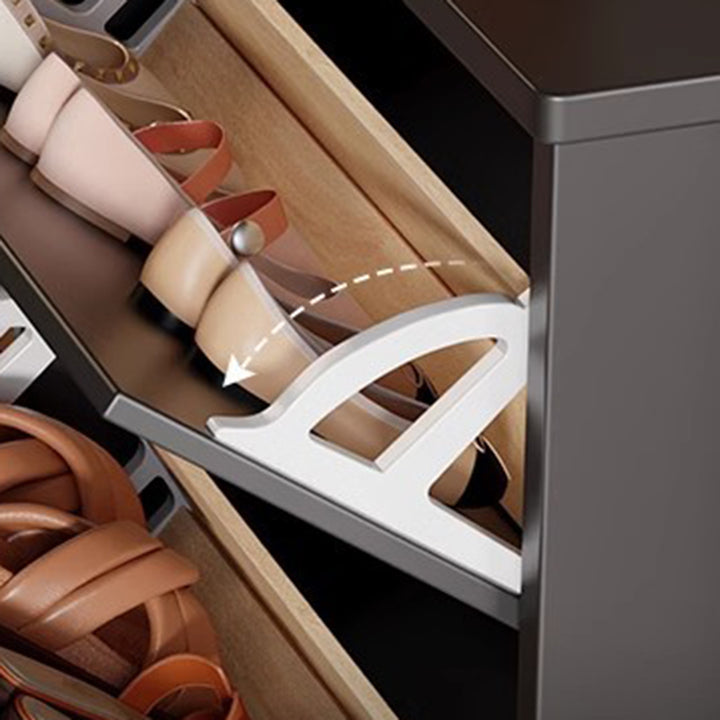 Contemporary Retro MDF Eco-Friendly Engineered Wood Rectangular Shoe Storage 3-Tier For Entryway