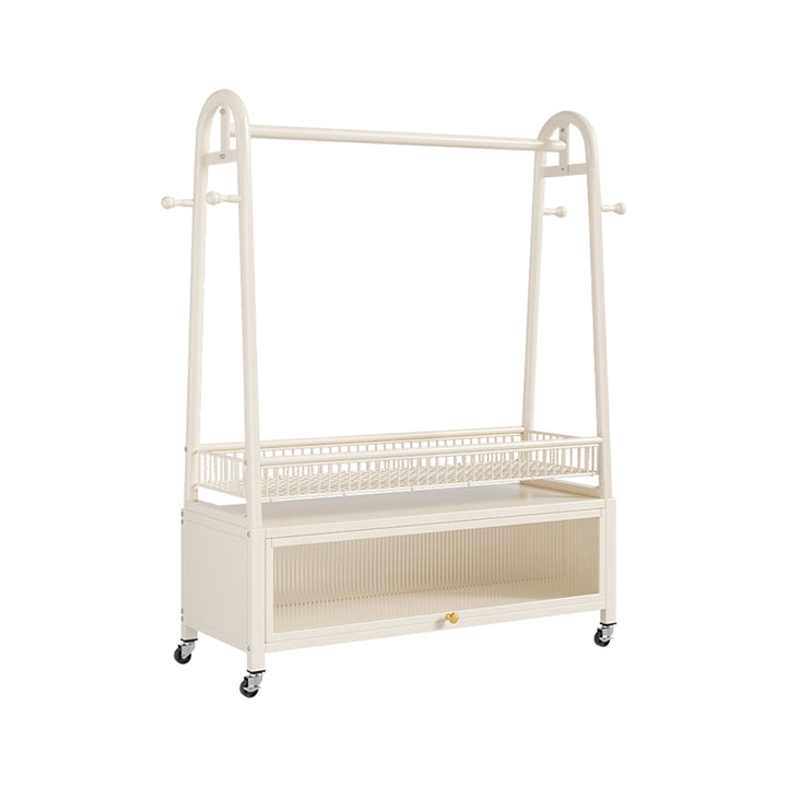 Moderner minimalistischer beweglicher rechteckiger Garderobenständer aus PC-Carbonstahl mit 2 Ebenen für Schlafzimmer &amp; Wohnzimmer 