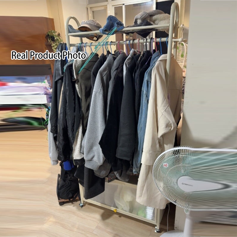 Moderner minimalistischer beweglicher rechteckiger Garderobenständer aus PC-Carbonstahl mit 2 Ebenen für Schlafzimmer &amp; Wohnzimmer 