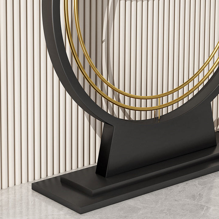 Modern Luxury Iron Stone Slab Curved Rectangular Console Table For Entryways
