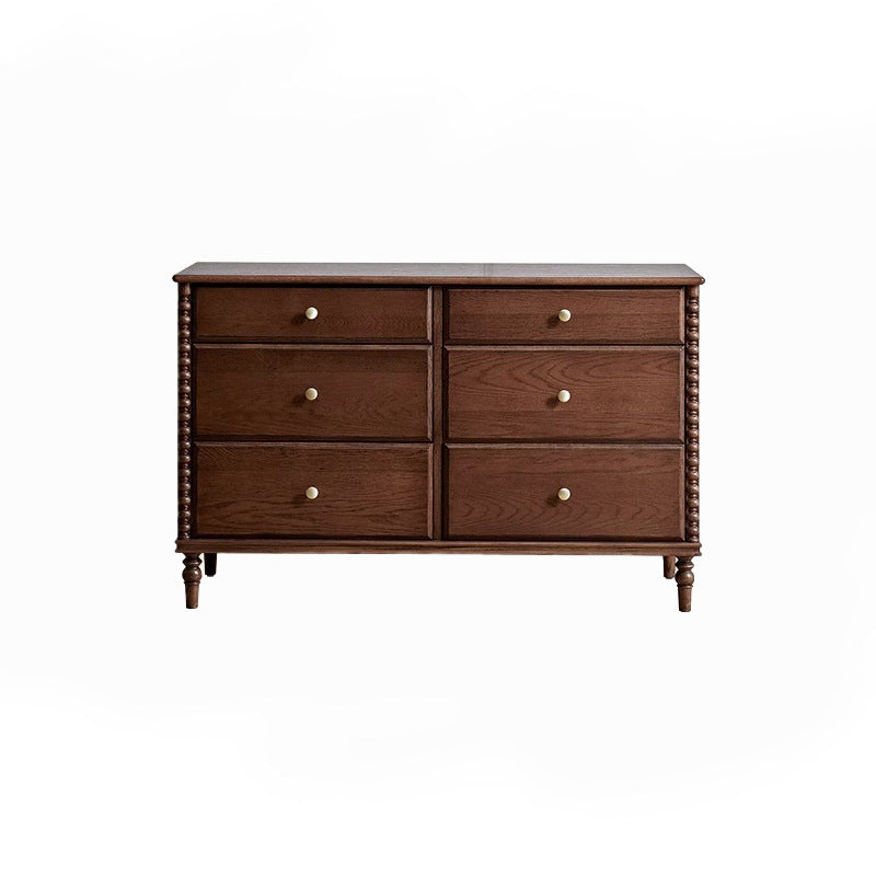 Armoire de rangement rectangulaire à 6 tiroirs en bois de frêne français traditionnel, bois massif et contreplaqué, pour chambre et salon 