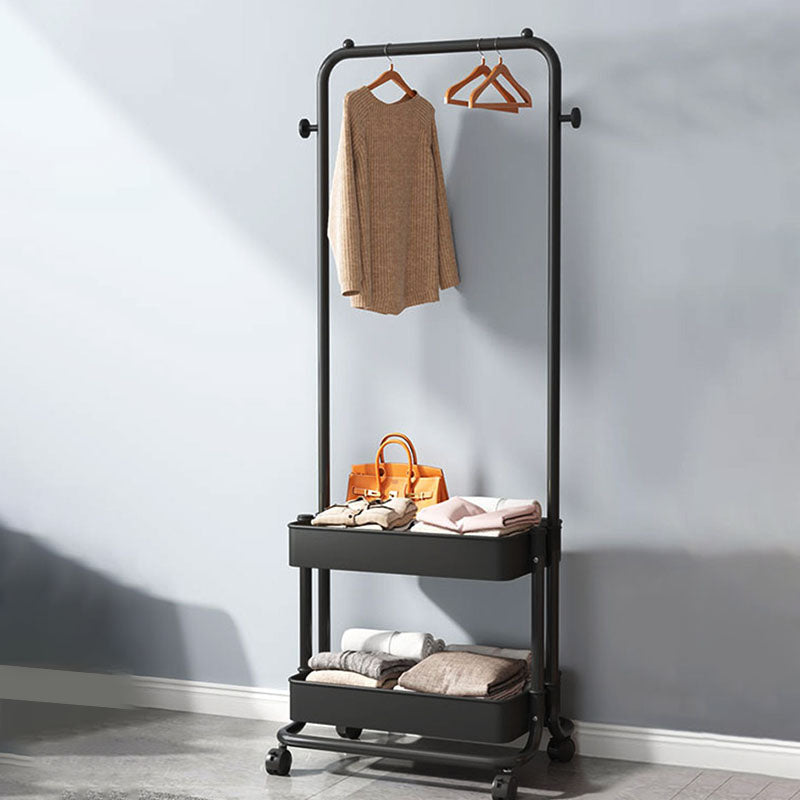 Moderner minimalistischer Hallenständer aus Kunststoff, Stahl und Eisen, rechteckig, beweglich, 2-stufiger Stauraum für Wohnzimmer und Schlafzimmer 