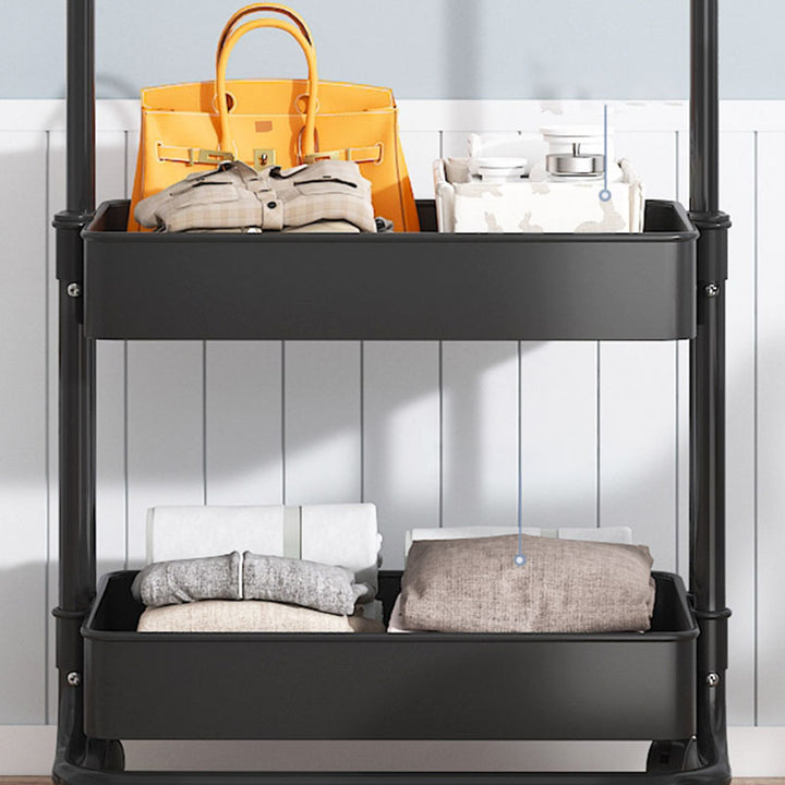 Moderner minimalistischer Hallenständer aus Kunststoff, Stahl und Eisen, rechteckig, beweglich, 2-stufiger Stauraum für Wohnzimmer und Schlafzimmer 