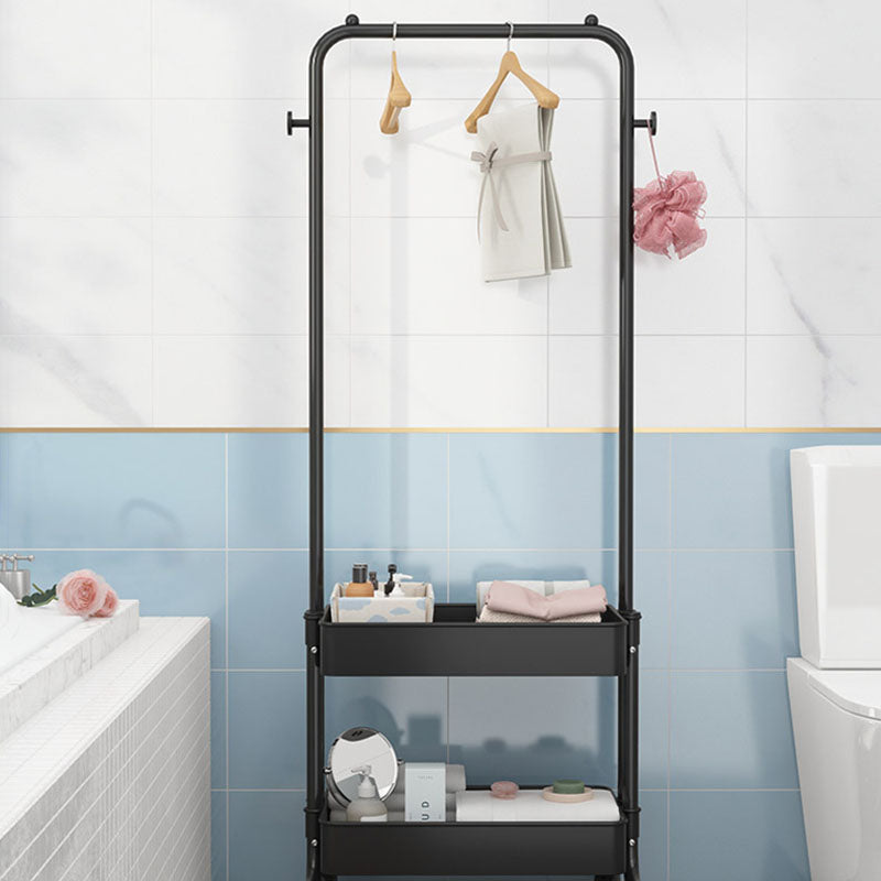 Moderner minimalistischer Hallenständer aus Kunststoff, Stahl und Eisen, rechteckig, beweglich, 2-stufiger Stauraum für Wohnzimmer und Schlafzimmer 