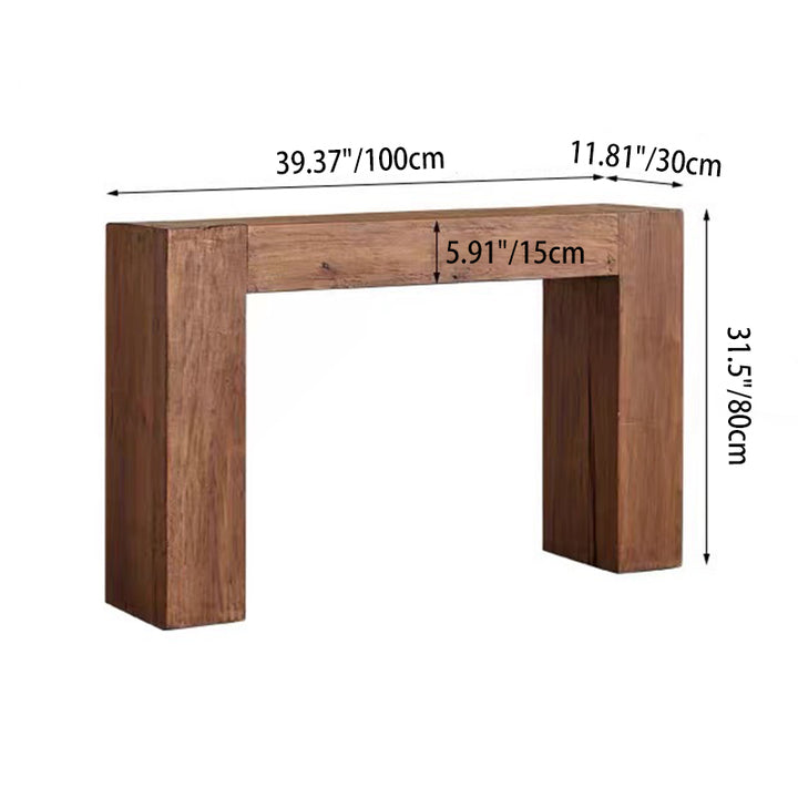 Contemporary Retro Pine Wood Rectangular Console Table For Living Room &amp; Entryway