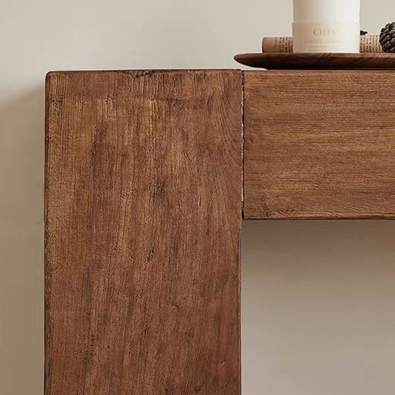 Contemporary Retro Pine Wood Rectangular Console Table For Living Room &amp; Entryway