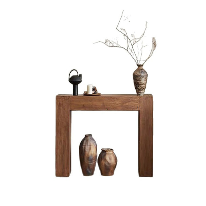 Contemporary Retro Pine Wood Rectangular Console Table For Living Room &amp; Entryway