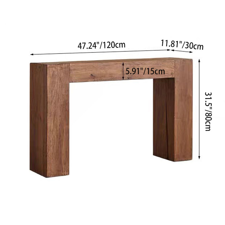 Contemporary Retro Pine Wood Rectangular Console Table For Living Room &amp; Entryway