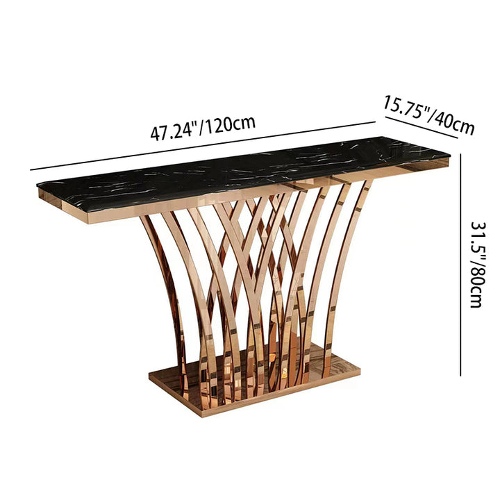 Modern Luxury Stainless Steel Artificial Marble Rectangular Console Table For Entryway