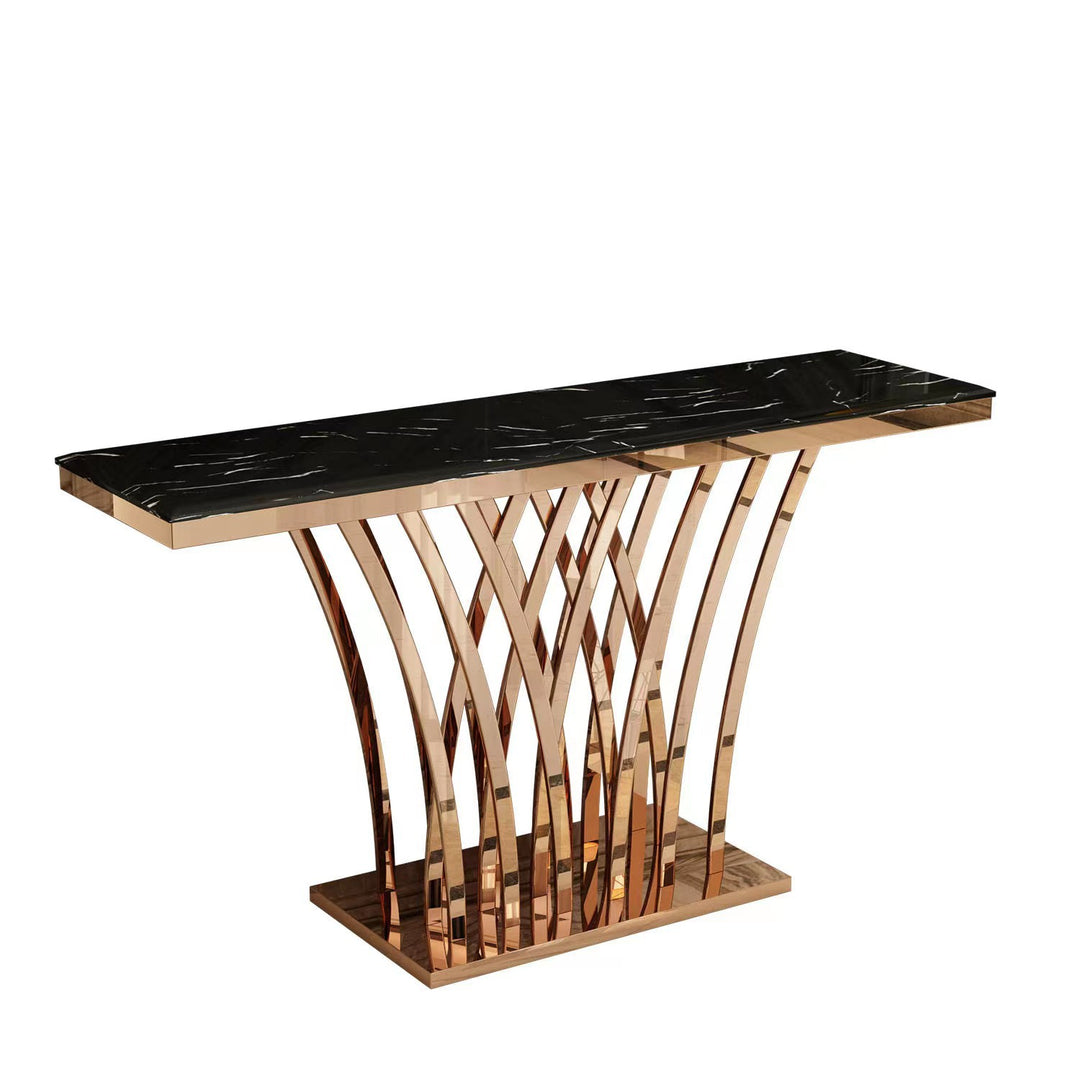 Modern Luxury Stainless Steel Artificial Marble Rectangular Console Table For Entryway