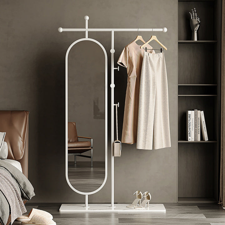 Modern Luxury Marble Iron Glass Rectangular Oval Hall Tree With Swivel Full-Length Mirror For Bedroom &amp; Living Room