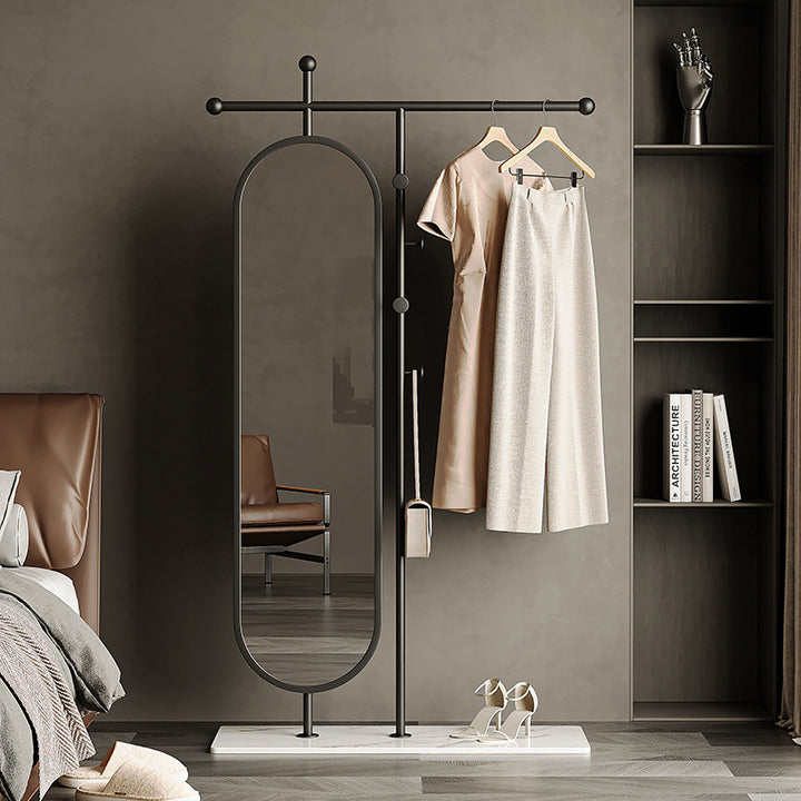 Modern Luxury Marble Iron Glass Rectangular Oval Hall Tree With Swivel Full-Length Mirror For Bedroom &amp; Living Room