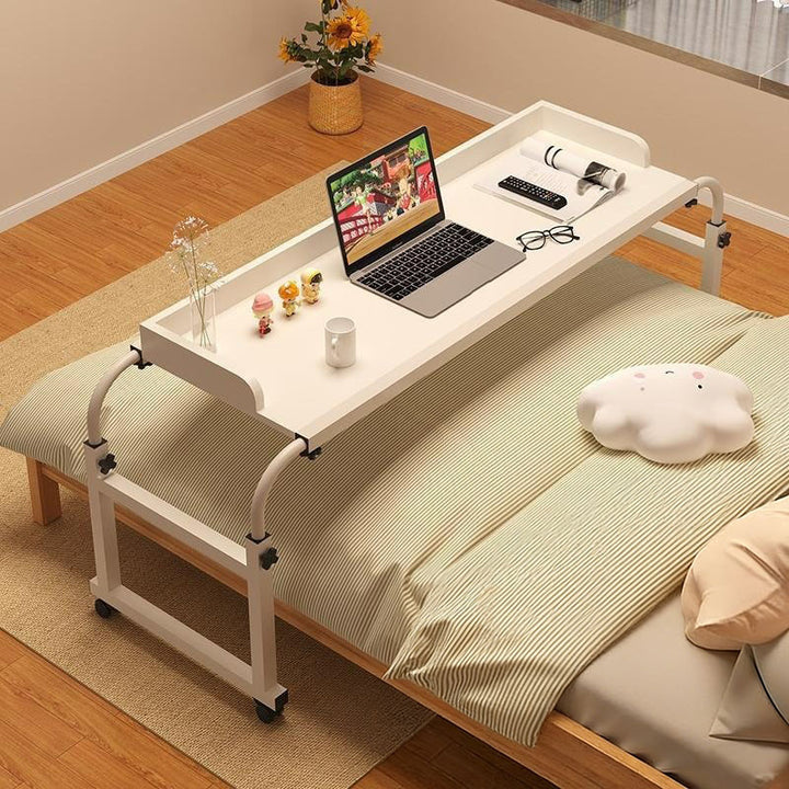 Bureau paresseux rectangulaire extensible, réglable en hauteur et mobile en MDF moderne minimaliste et acier au carbone pour chambre à coucher 