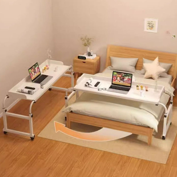 Bureau paresseux rectangulaire extensible, réglable en hauteur et mobile en MDF moderne minimaliste et acier au carbone pour chambre à coucher 