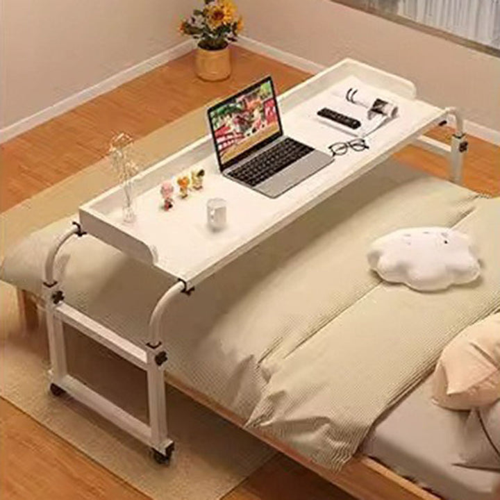 Bureau paresseux rectangulaire extensible, réglable en hauteur et mobile en MDF moderne minimaliste et acier au carbone pour chambre à coucher 