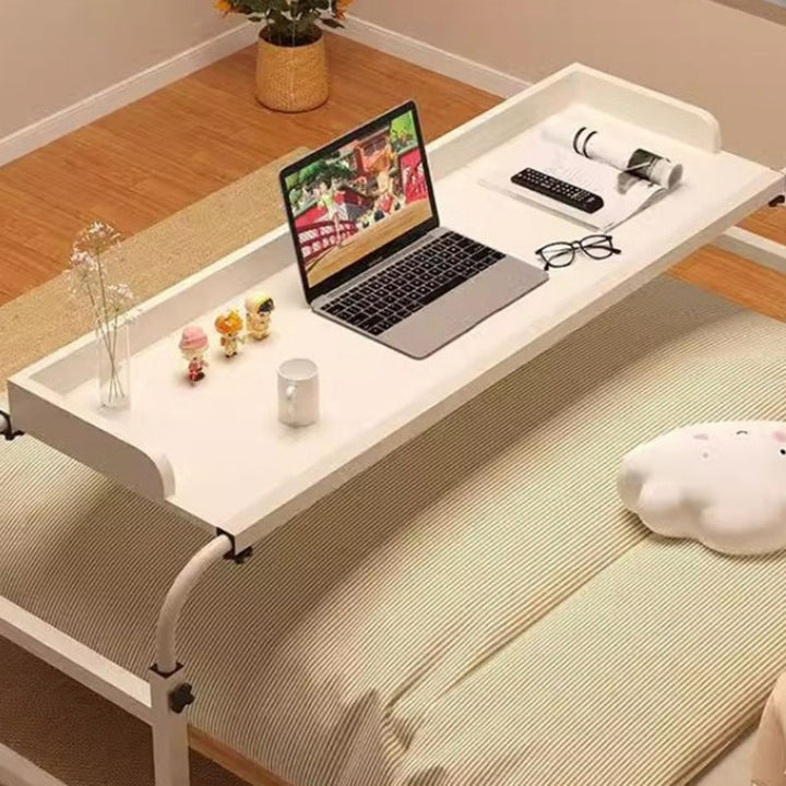 Bureau paresseux rectangulaire extensible, réglable en hauteur et mobile en MDF moderne minimaliste et acier au carbone pour chambre à coucher 