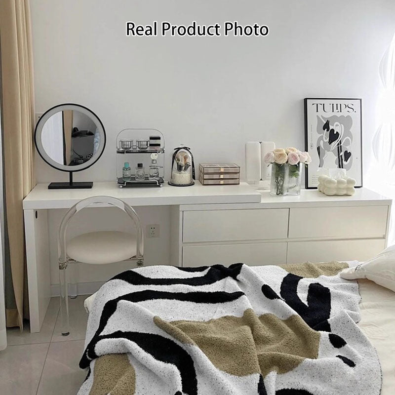 Modern Minimalist Pine Plywood MDF Rectangular Extendable Makeup Vanity 6-Drawer For Bedroom