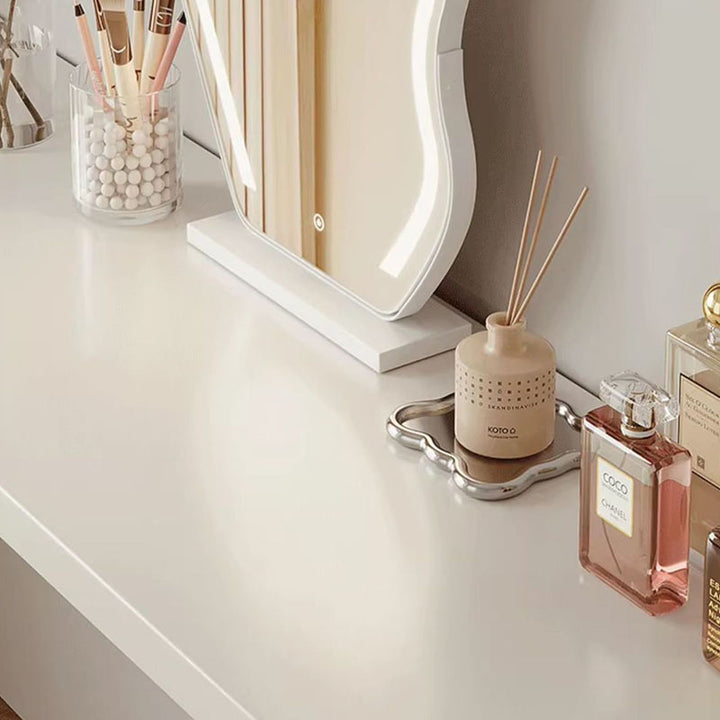 Modern Minimalist Pine Plywood MDF Rectangular Extendable Makeup Vanity 6-Drawer For Bedroom