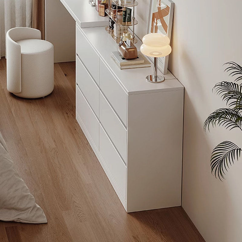 Modern Minimalist Pine Plywood MDF Rectangular Extendable Makeup Vanity 6-Drawer For Bedroom