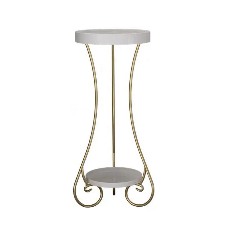 Modern Minimalist Iron Round End Table 2-Tier For Living Room