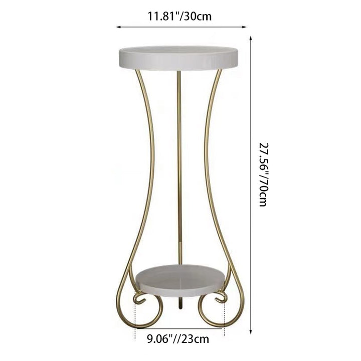 Modern Minimalist Iron Round End Table 2-Tier For Living Room