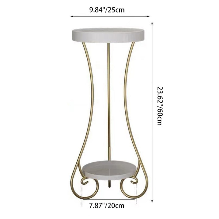 Modern Minimalist Iron Round End Table 2-Tier For Living Room