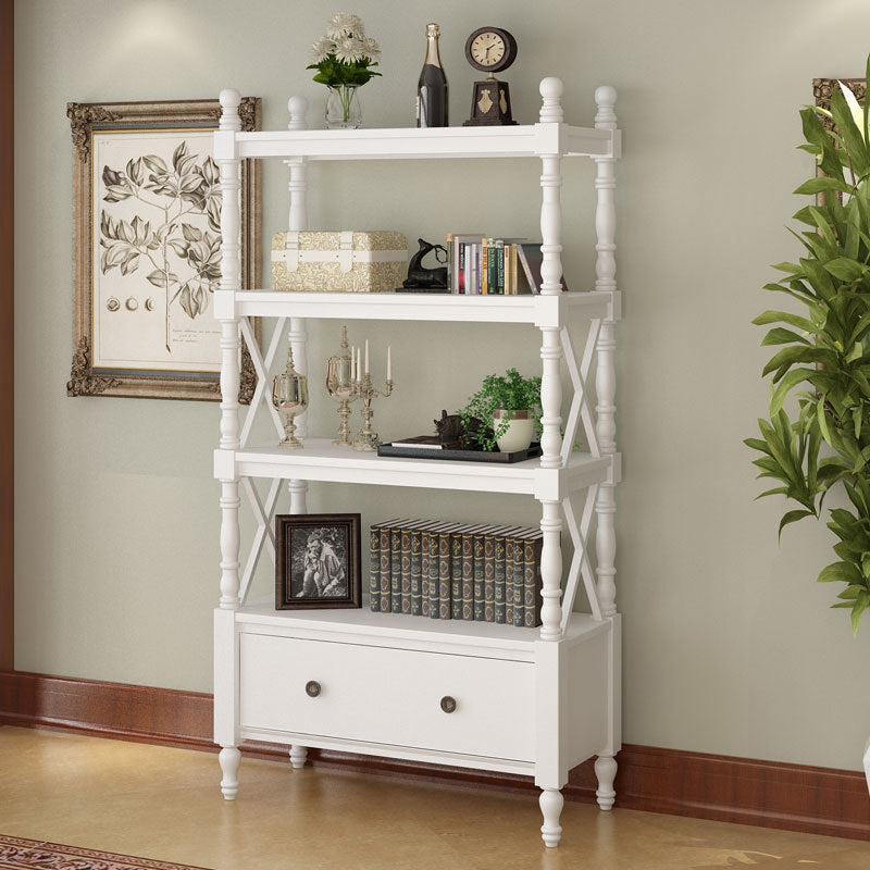 Traditional European Rubberwood MDF Rectangular Bookshelf 2/3/4/5-Tier For Living Room