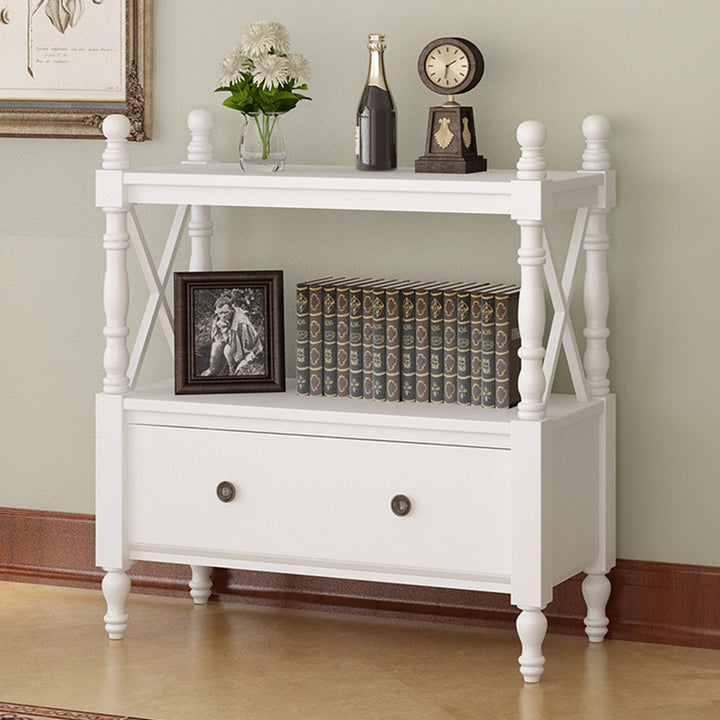 Traditional European Rubberwood MDF Rectangular Bookshelf 2/3/4/5-Tier For Living Room