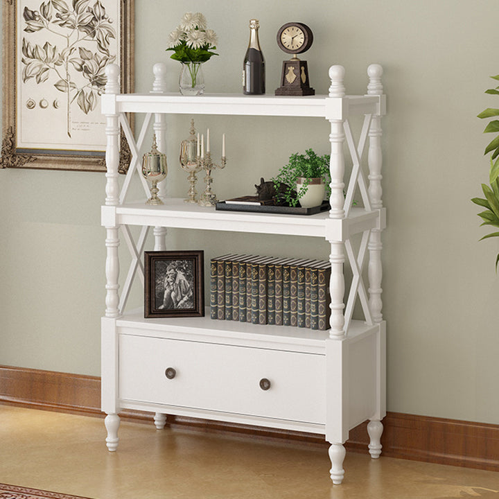 Traditional European Rubberwood MDF Rectangular Bookshelf 2/3/4/5-Tier For Living Room