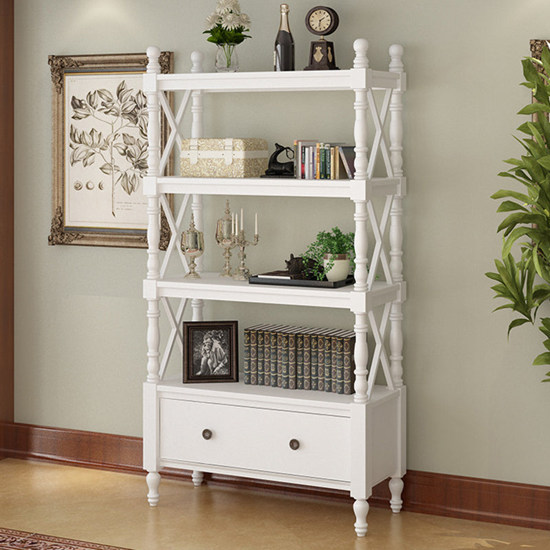 Traditional European Rubberwood MDF Rectangular Bookshelf 2/3/4/5-Tier For Living Room