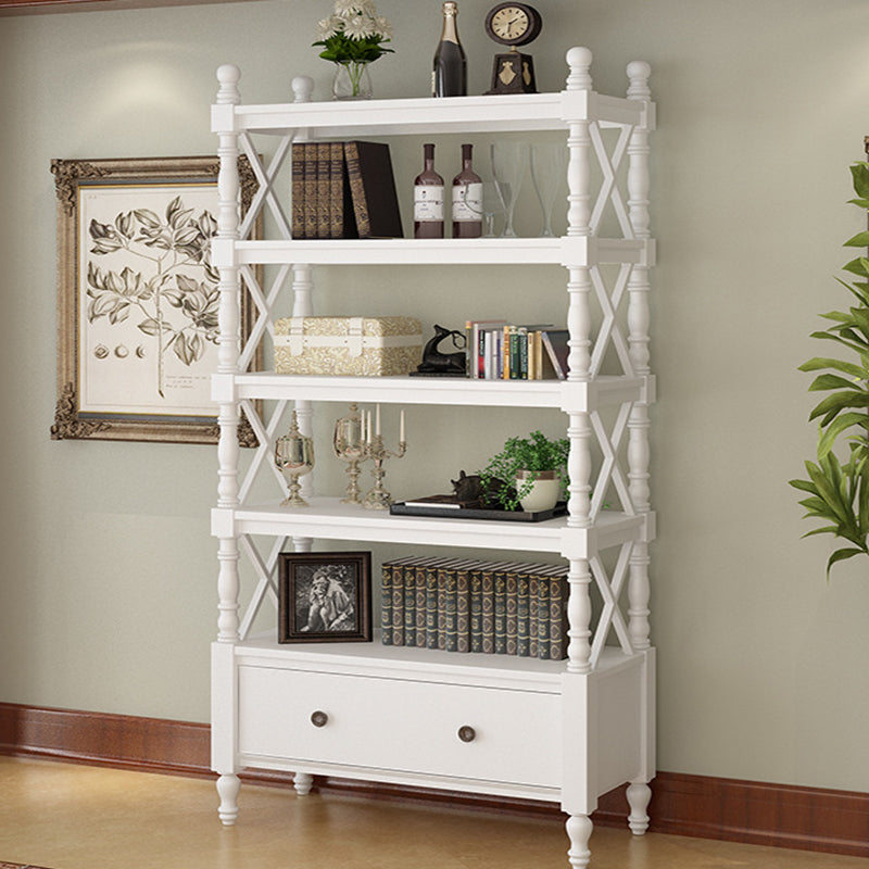 Traditional European Rubberwood MDF Rectangular Bookshelf 2/3/4/5-Tier For Living Room