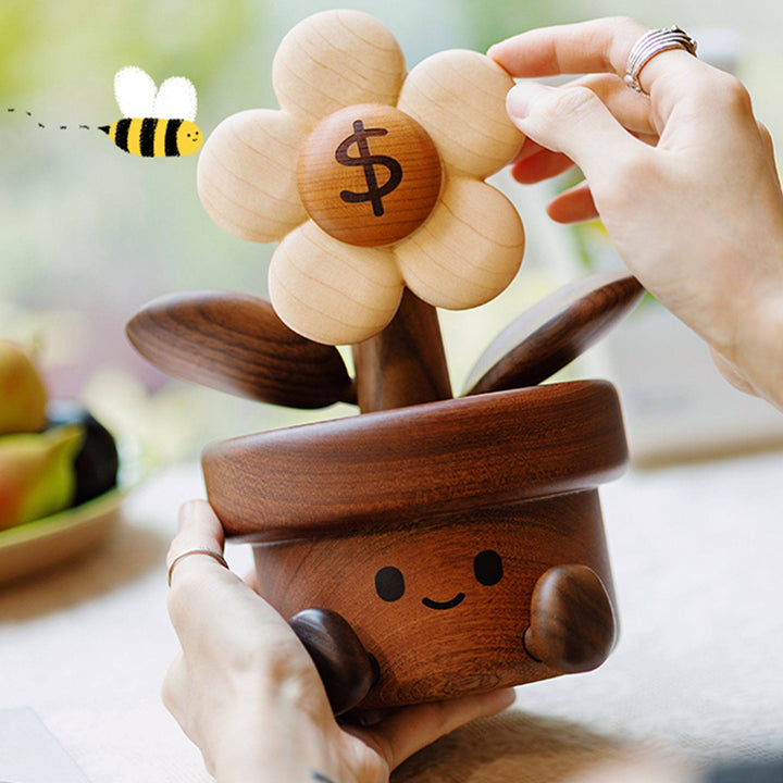 Contemporary Creative Cherry Wood Black Walnut Wood Maple Wood Palisander Sunflower-shaped Table Decor For Living Room &amp; Bedroom