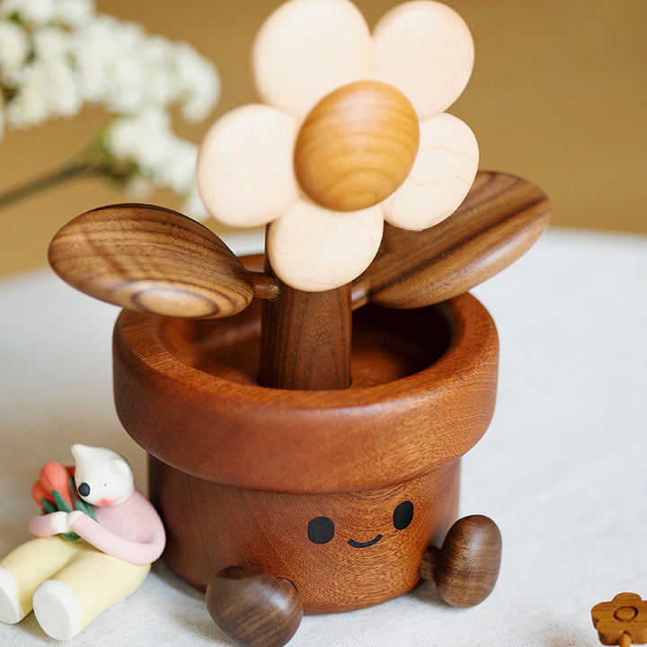 Contemporary Creative Cherry Wood Black Walnut Wood Maple Wood Palisander Sunflower-shaped Table Decor For Living Room &amp; Bedroom