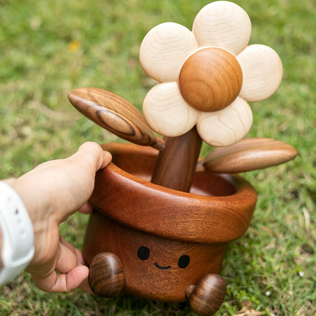 Contemporary Creative Cherry Wood Black Walnut Wood Maple Wood Palisander Sunflower-shaped Table Decor For Living Room &amp; Bedroom