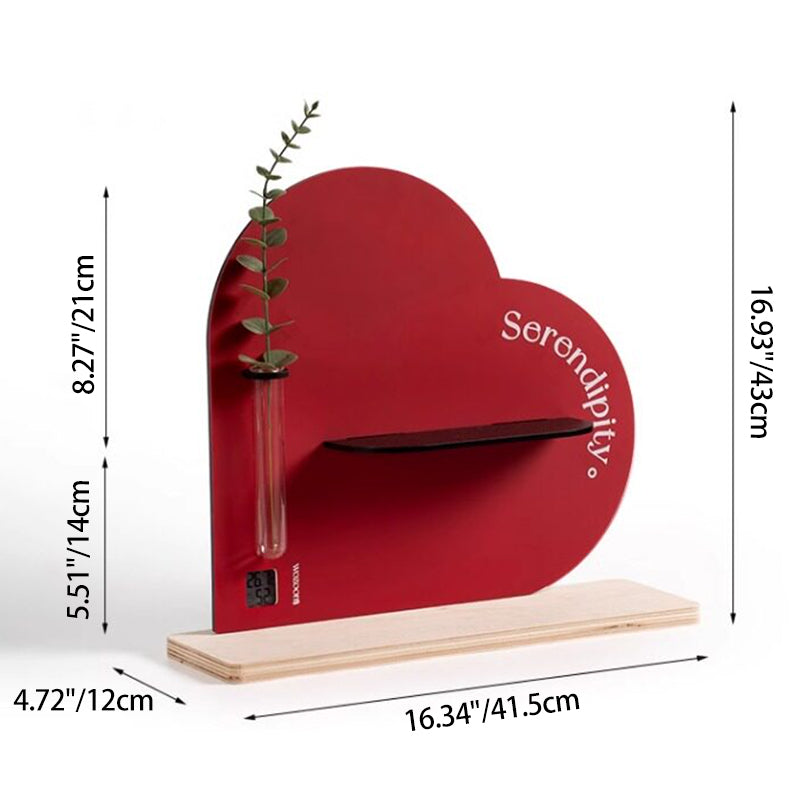 Modern Art Deco Acrylic Glass Plywood Heart-Shaped Desktop Storage Shelf 2-Tier For Living Room &amp; Entryway