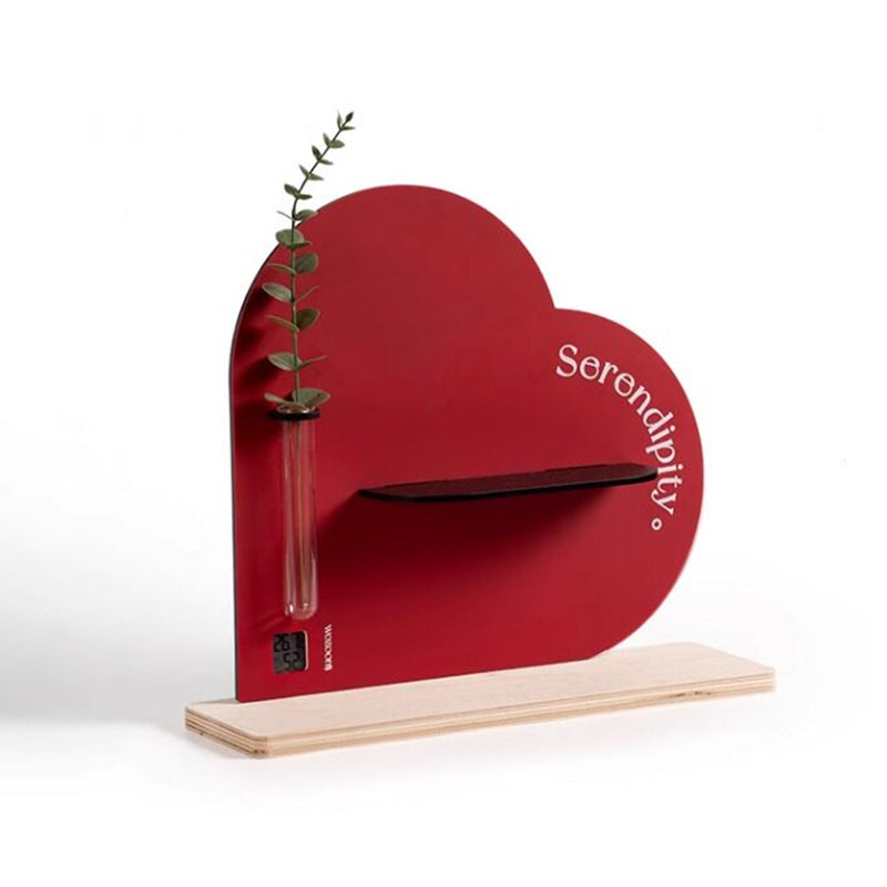 Modern Art Deco Acrylic Glass Plywood Heart-Shaped Desktop Storage Shelf 2-Tier For Living Room &amp; Entryway