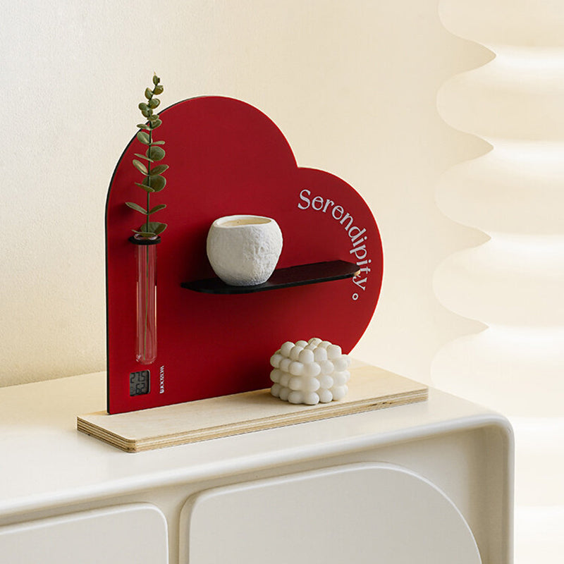 Modern Art Deco Acrylic Glass Plywood Heart-Shaped Desktop Storage Shelf 2-Tier For Living Room &amp; Entryway