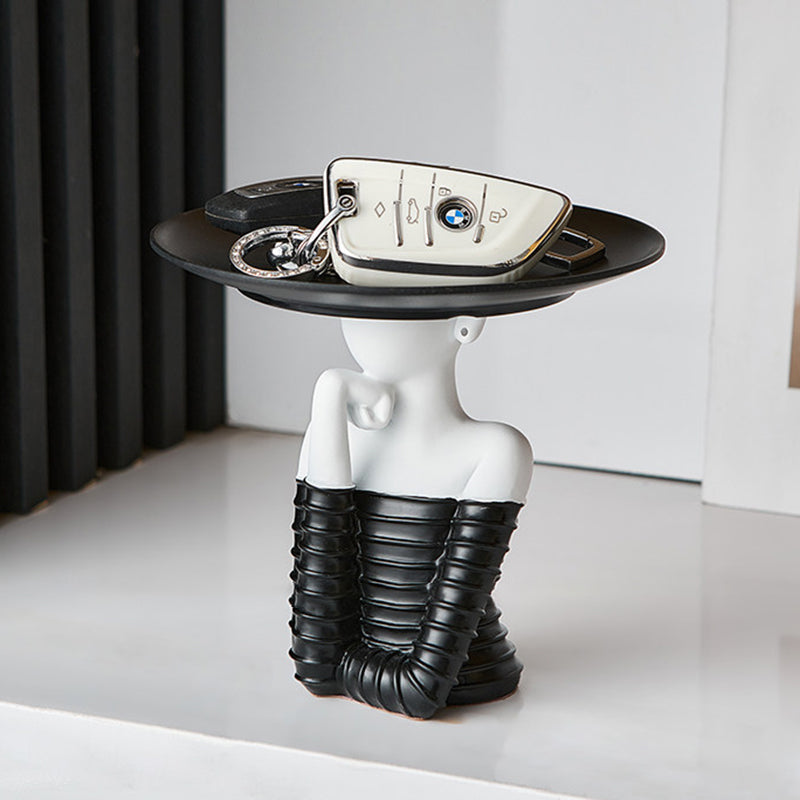 Modern Art Deco Resin Round Woman-shaped Desktop Storage Shelf For Living Room &amp; Entryway