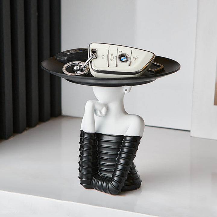 Modern Art Deco Resin Round Woman-shaped Desktop Storage Shelf For Living Room &amp; Entryway