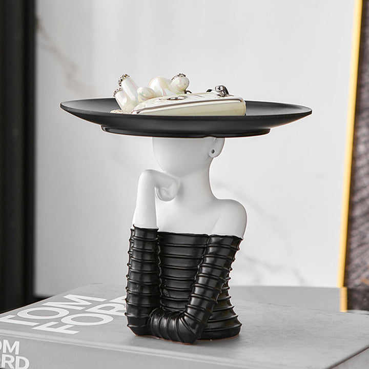 Modern Art Deco Resin Round Woman-shaped Desktop Storage Shelf For Living Room &amp; Entryway