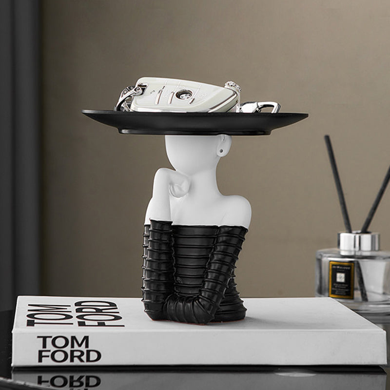 Modern Art Deco Resin Round Woman-shaped Desktop Storage Shelf For Living Room &amp; Entryway