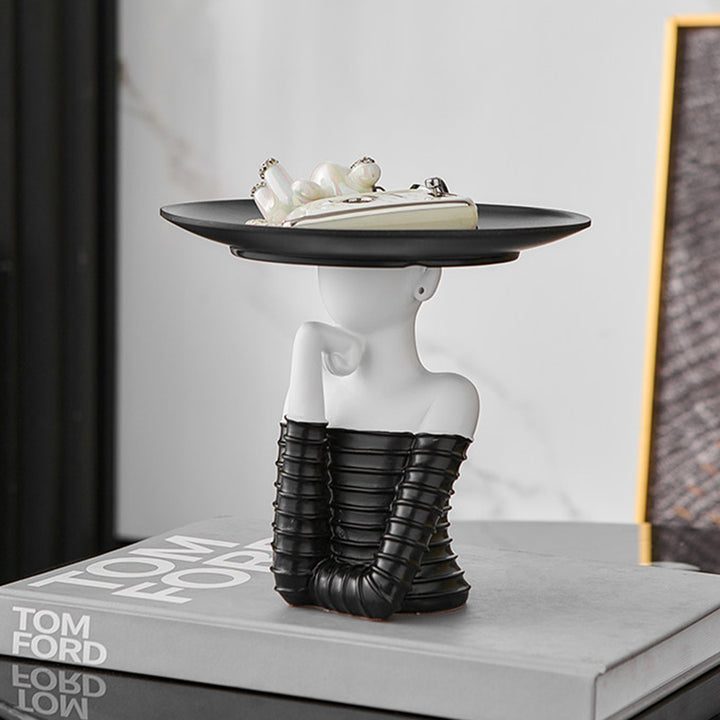 Modern Art Deco Resin Round Woman-shaped Desktop Storage Shelf For Living Room &amp; Entryway