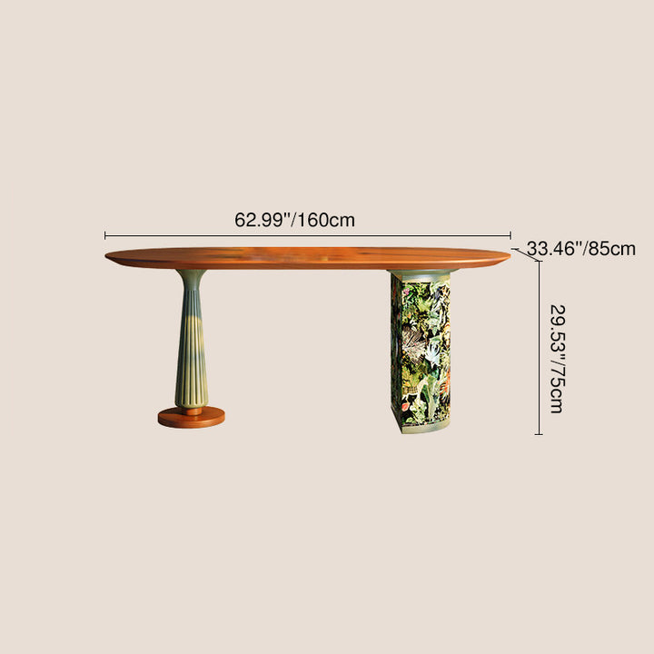 Premium Small Space Friendly Ash Wood Dining Table - French Oval Table With Thick Solid Top, Anti-Collision Rounded Corners, Durable For 6 Seats