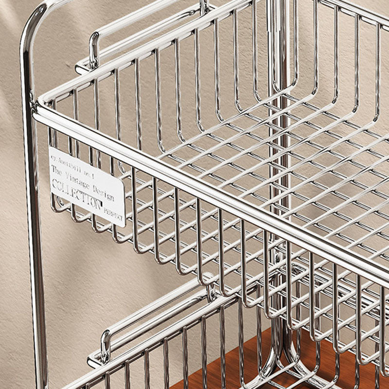 Moderner minimalistischer abnehmbarer rechteckiger Desktop-Aufbewahrungsregal aus Edelstahl, 2-stöckig, für Esszimmer &amp; Wohnzimmer 