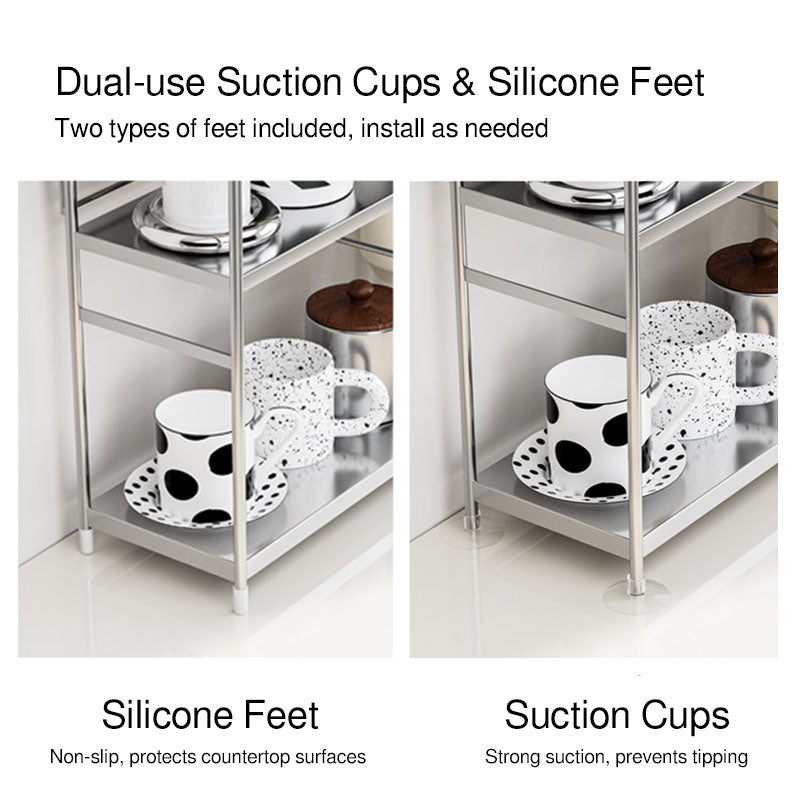 Modern Minimalist Stainless Steel Rectangular Adjustable Desktop Storage Shelf 3-Tier Cup Organizer For Living Room &amp; Dining Room