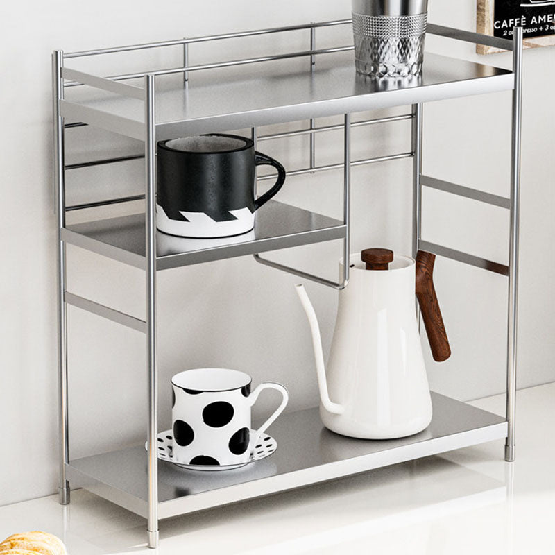 Modern Minimalist Stainless Steel Rectangular Adjustable Desktop Storage Shelf 3-Tier Cup Organizer For Living Room &amp; Dining Room