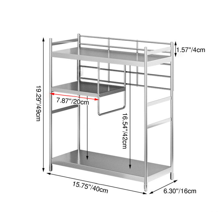 Modern Minimalist Stainless Steel Rectangular Adjustable Desktop Storage Shelf 3-Tier Cup Organizer For Living Room &amp; Dining Room